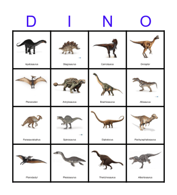 Dinosaur Bingo Card