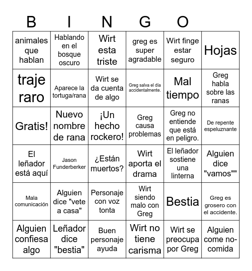 Over The Garden Wall Finale SP Bingo Card