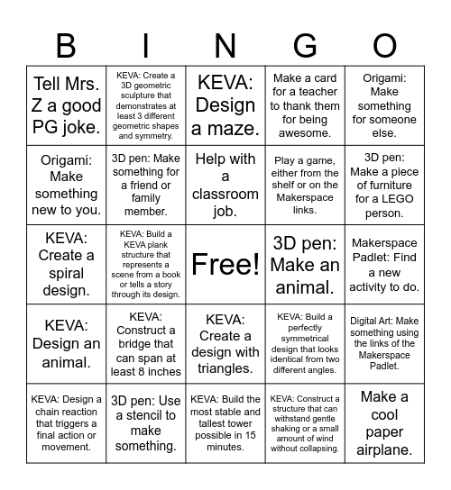 STEM BINGO Card