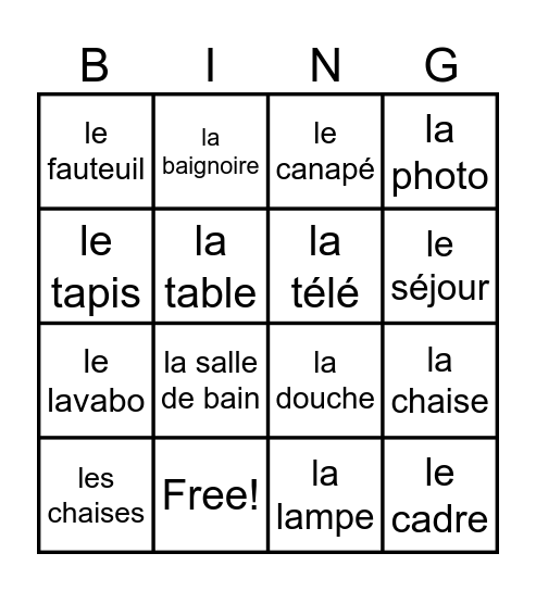 BINGO - Les Maisons Bingo Card