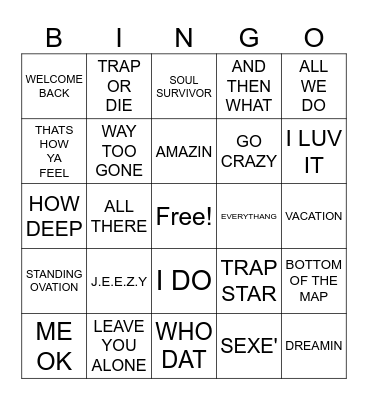 TRAP BINGO Card