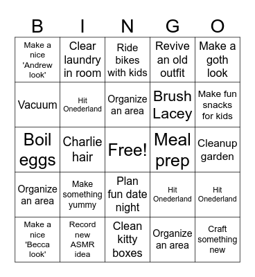 Oriel Bingo Card