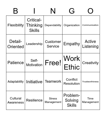 Soft Skills Bingo Card