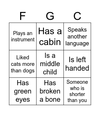BEASTS bingo Card