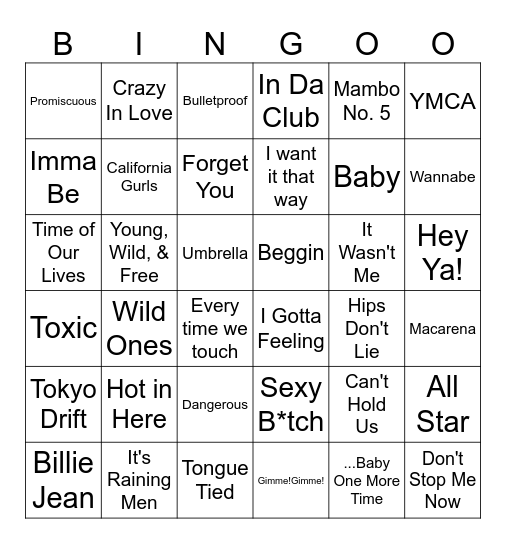 Amigos Musical Bingo Card
