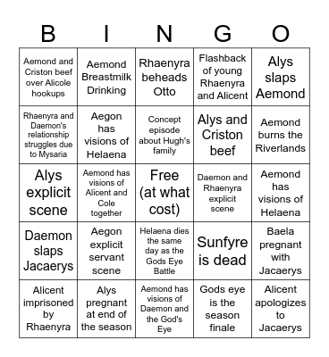 HotD Season 3 Leak/Predictions Bingo Card