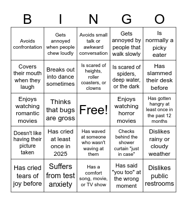 Inside Out Bingo Card