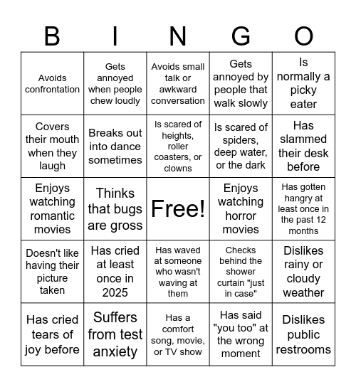 Inside Out Bingo Card