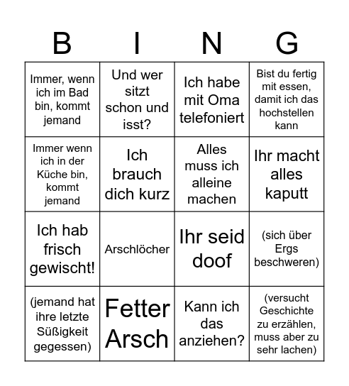 Mama Bingo Card