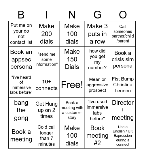 SDR Blitz Bingo Card
