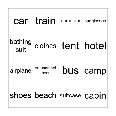 ¡Vamos de vacaciones! Bingo Card