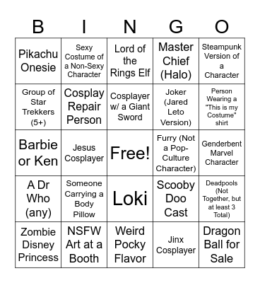 COMICPALOOZA BINGO Card