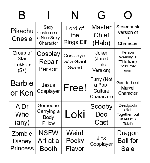 COMICPALOOZA BINGO Card