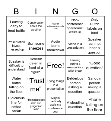 HSC bingo Card