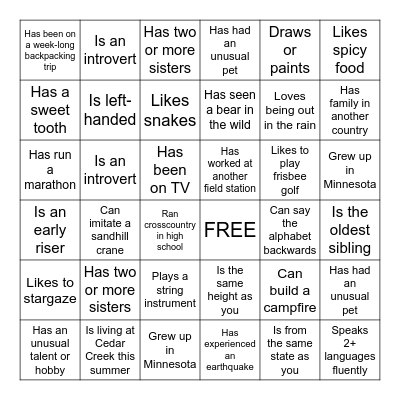 Get an autograph from someone who..... Bingo Card