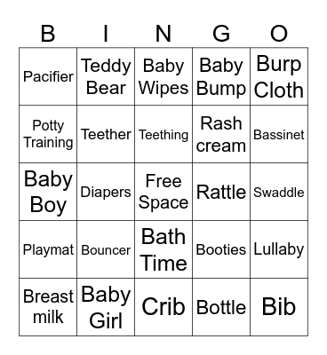 All Things Baby! Bingo Card
