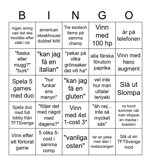 Boppens Bingobricka Bingo Card