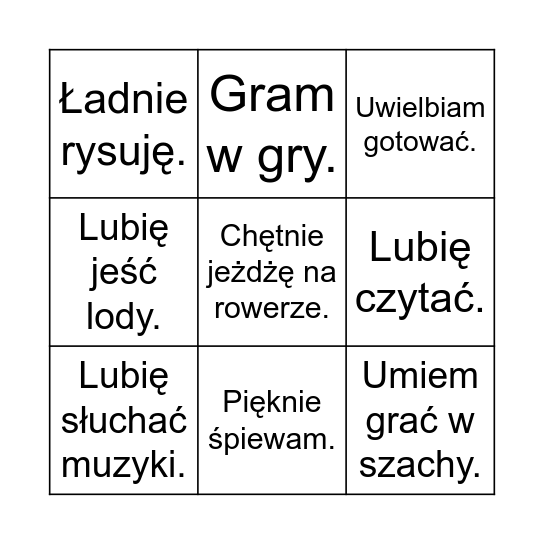 Sposób na nudę :) Bingo Card