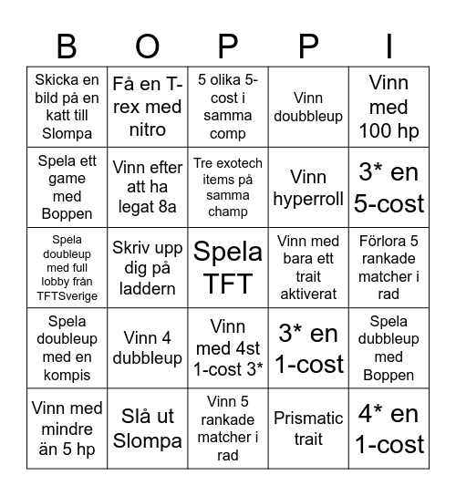 Boppens Bingobricka Bingo Card