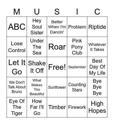Music Bingo Card