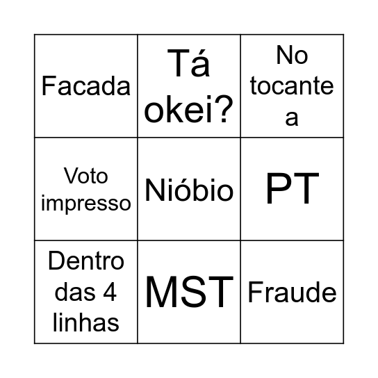 Depoimento do Bolsonaro Bingo Card