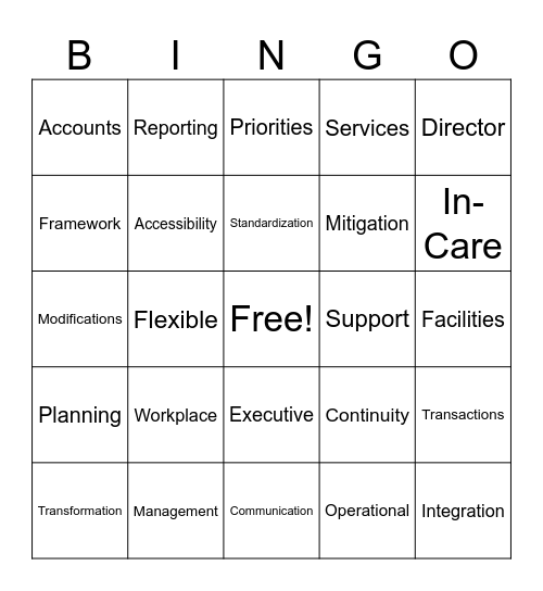 COB Branch Plan Bingo Card