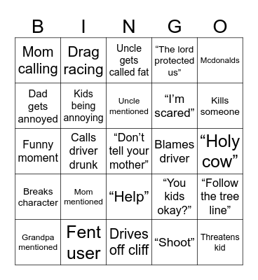 BeamNG bingo Card