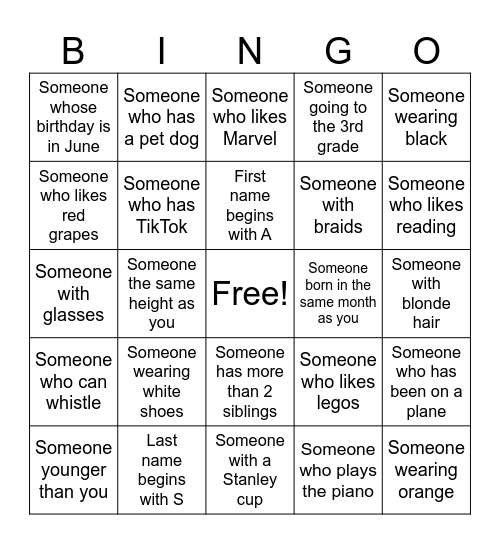 Human Bingo Card