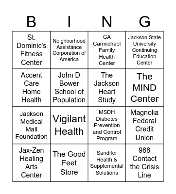 2nd Annual State Employee Health Expo Bingo Card