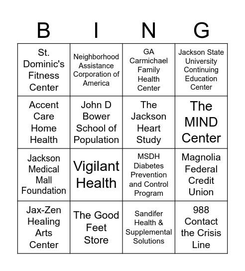 2nd Annual State Employee Health Expo Bingo Card