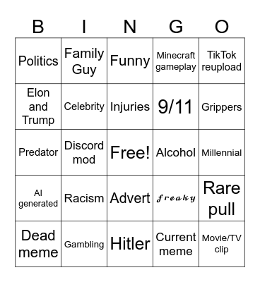 IG Reels Bingo Card