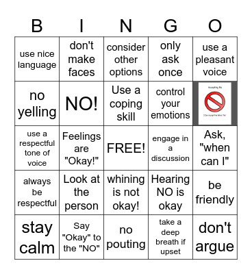 Accepting NO Bingo Card