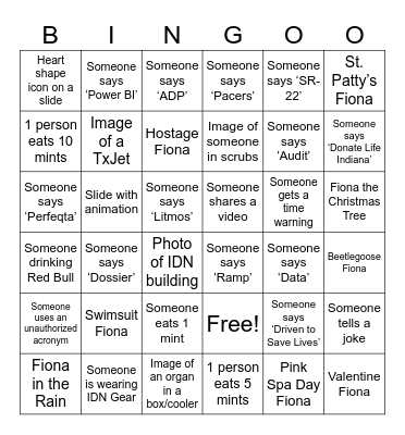 Mission Meeting Bingo Card