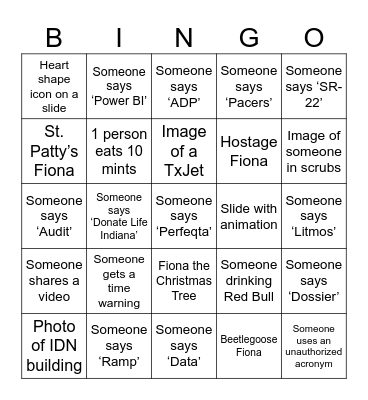 Mission Meeting Bingo Card