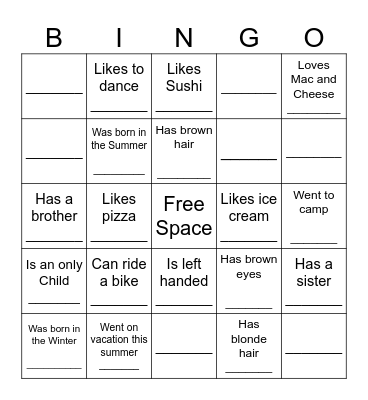 HUMAN BINGO Card