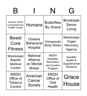 2nd Annual State Employee Health Expo Bingo Card