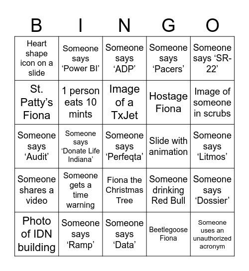 Mission Meeting Bingo Card