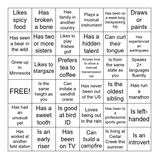 Get an autograph from someone who.... Bingo Card