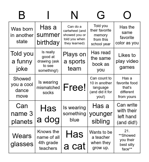🎉 Know Your Classmates BINGO 🎉 Bingo Card