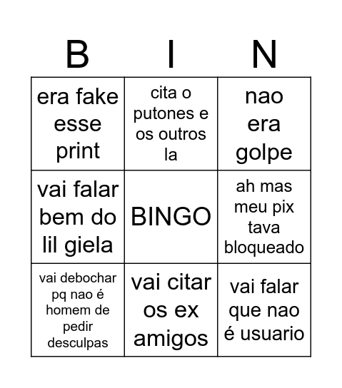 bingo do breely7 Bingo Card