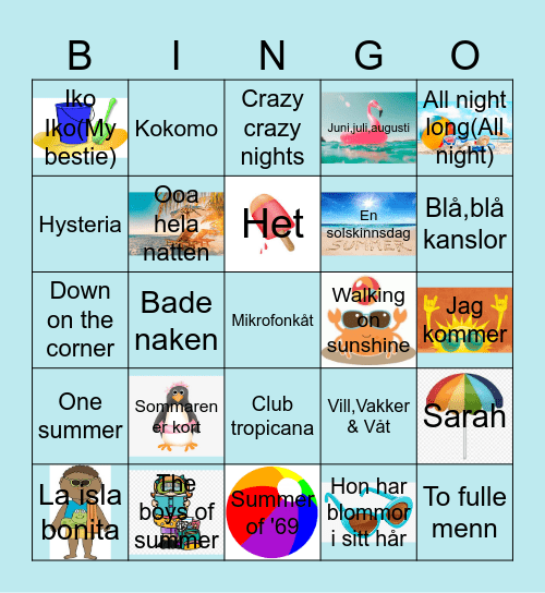 Summer Images Bingo Card