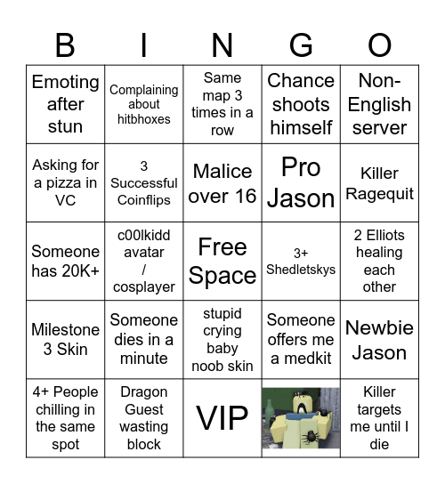 FORSAKEN Bingo Card