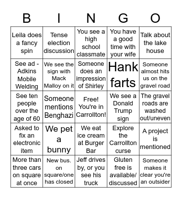 Carrollton Bingo Card
