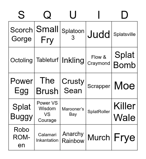 Yumi Round 1 (Splatoon) Bingo Card