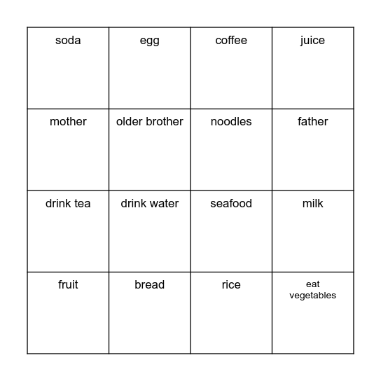 Yr 7 Non-background Revision Bingo Card