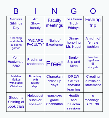 Faculty end of year bingo Card
