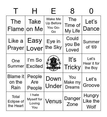 Music of the 80's Bingo Card