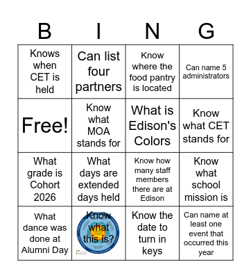 Year In A Card Bingo Card