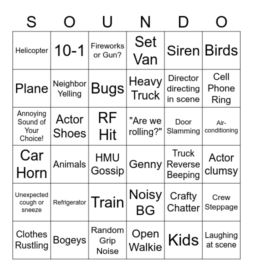 Noise on Set Bingo Card