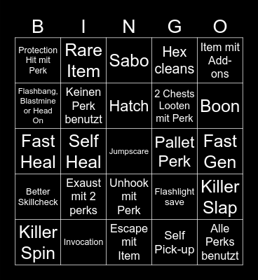 DBD Chaos Shuffle german Bingo Card